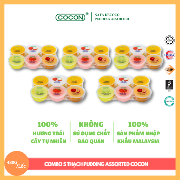 Cocon Pudding Assorted with Nata de Coco 480g x 3pkts