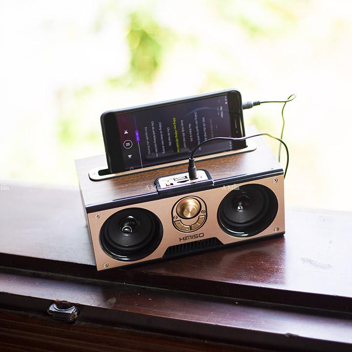 [ Xả Kho Bán Lỗ  60% ]   Loa Bluetooth Cao Cấp KIMISO KM-7 20W Vỏ Gỗ, Nghe Nhạc Phê - H2LO115  Âm Thanh 3D Sống Động Mua Ngay Loa Bluetooth Loại Tốt  Kèm Kệ Đựng Điện Thoại Loa Bluetooth Không Dây Mega Bass Cao Cấp
