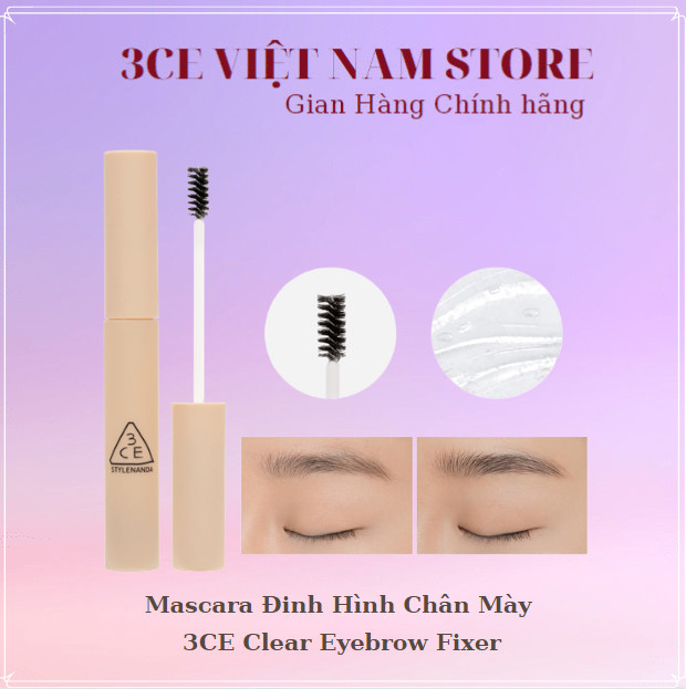 Mascara định hình chân mày 3ce clear eyebrow fixer 6g hàn quốc