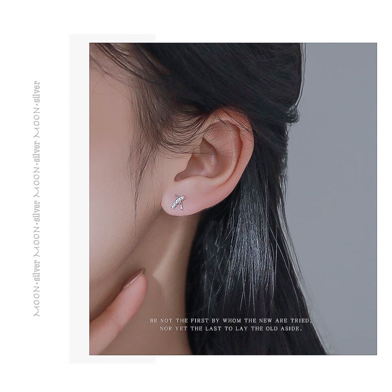 Khuyên tai nữ bạc 925 hình X đính đá