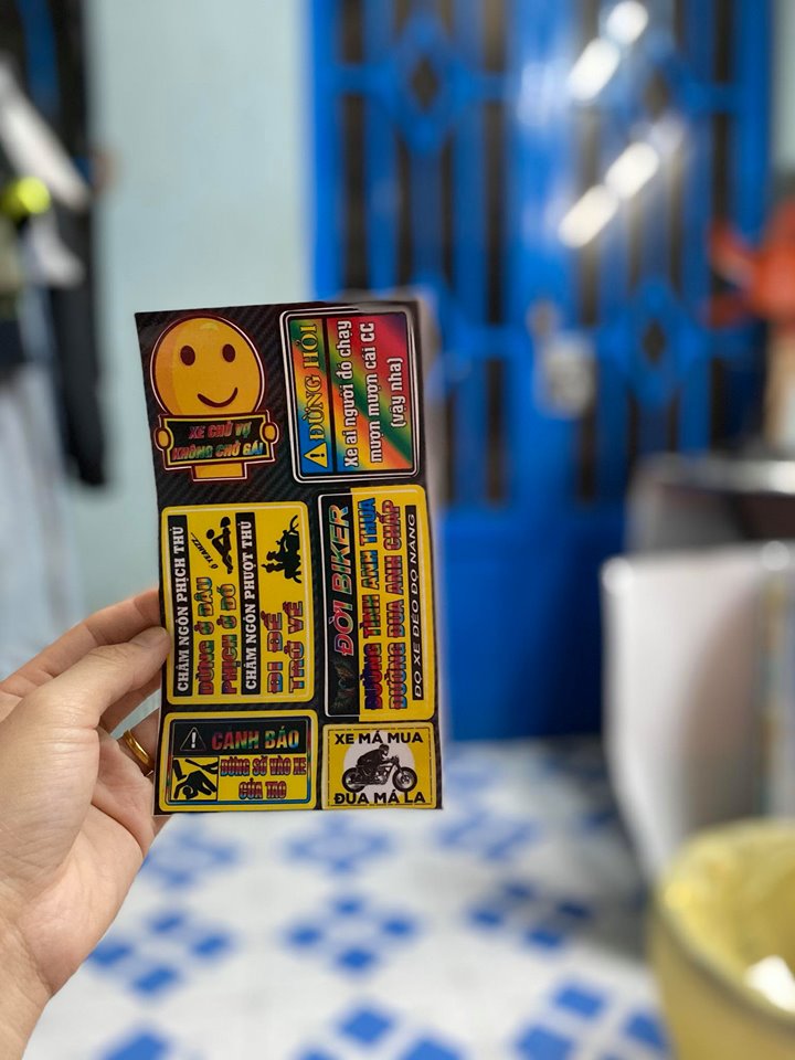 [HCM]TEM LOGO 10 x 18 CẢNH BÁO HÌNH NGƯỜI ĐỜI BIKER