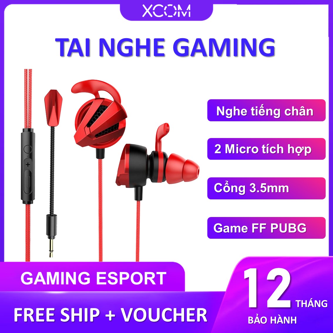 Tai nghe gaming có mic XCOM G4M pro cho điện thoại dùng cho game thủ chơi game mobile pc laptop thuộc dòng tai nghe gaming có dây chuyên dụng cho game pubg moblie liên quân lmht tốc chiến
