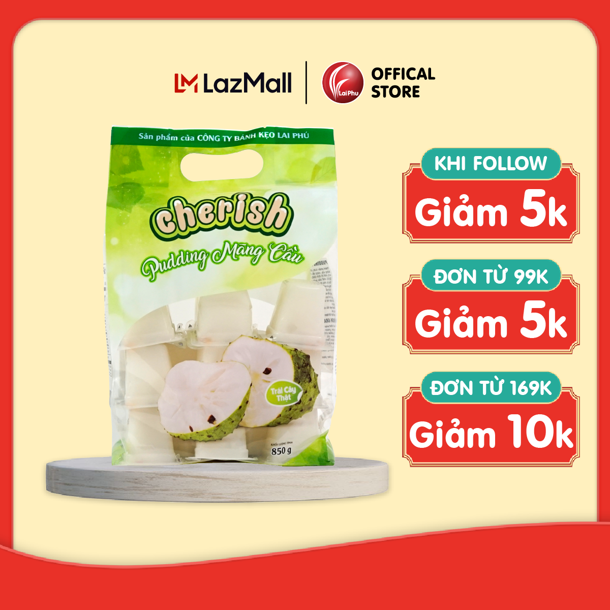 Thạch pudding cherish vị mãng cầu 405g
