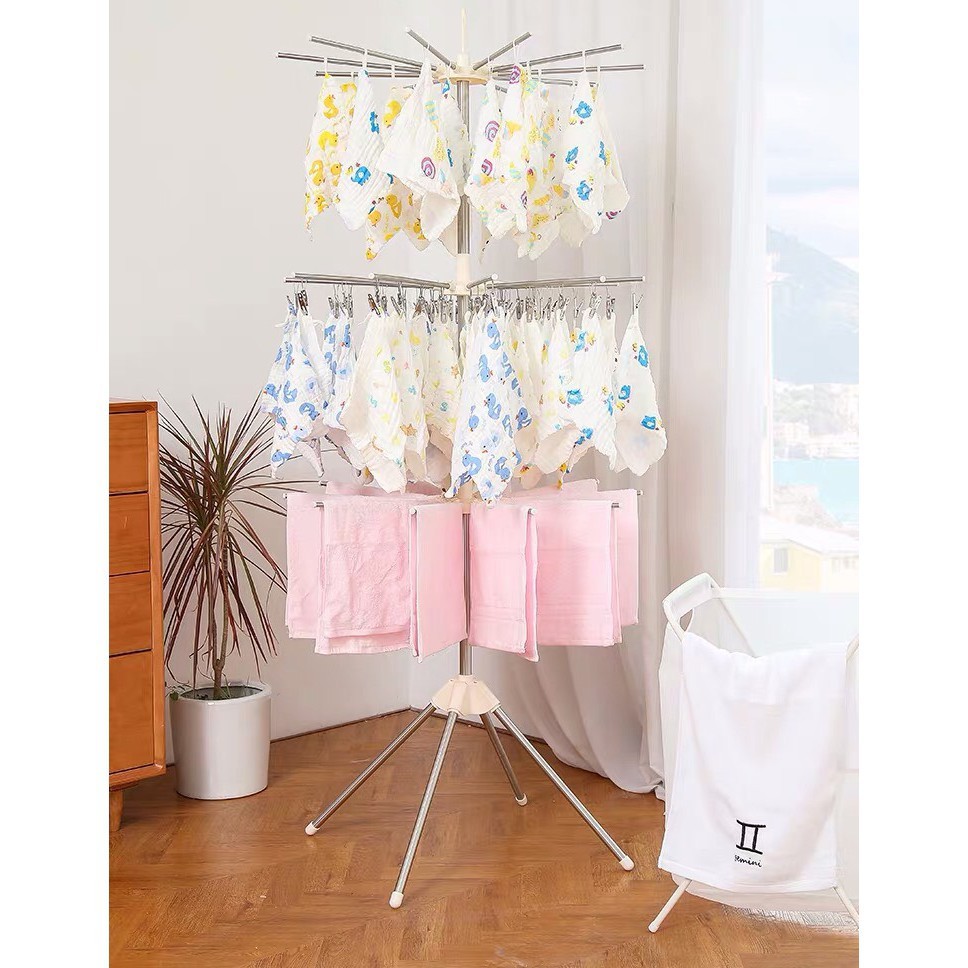 [HCM]Cây phơi đồ đa năng inox 3 tâng - Cây phơi quần áo - Giá phơi đồ - Sào phơi đồ