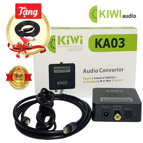 Kiwi ka-03 bộ chuyển âm thanh tv 4k quang optical sang audio av + cáp optical + âm thanh cực lớn + khuyến mãi dây av 1,5m