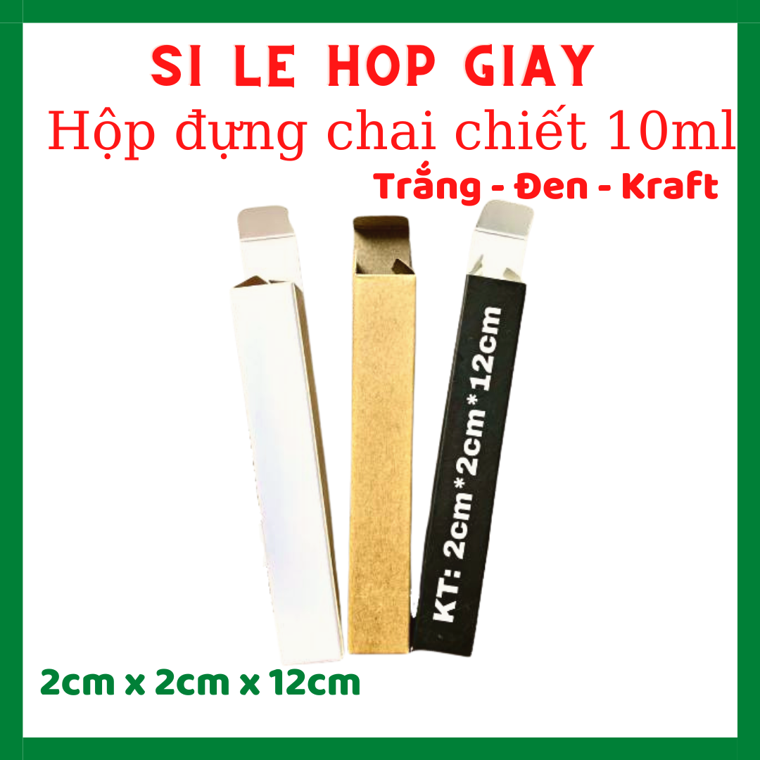 Combo hộp giấy đựng 10ml chai lọ chiết nước hoa thủy tinh vuông và tròn 10ml