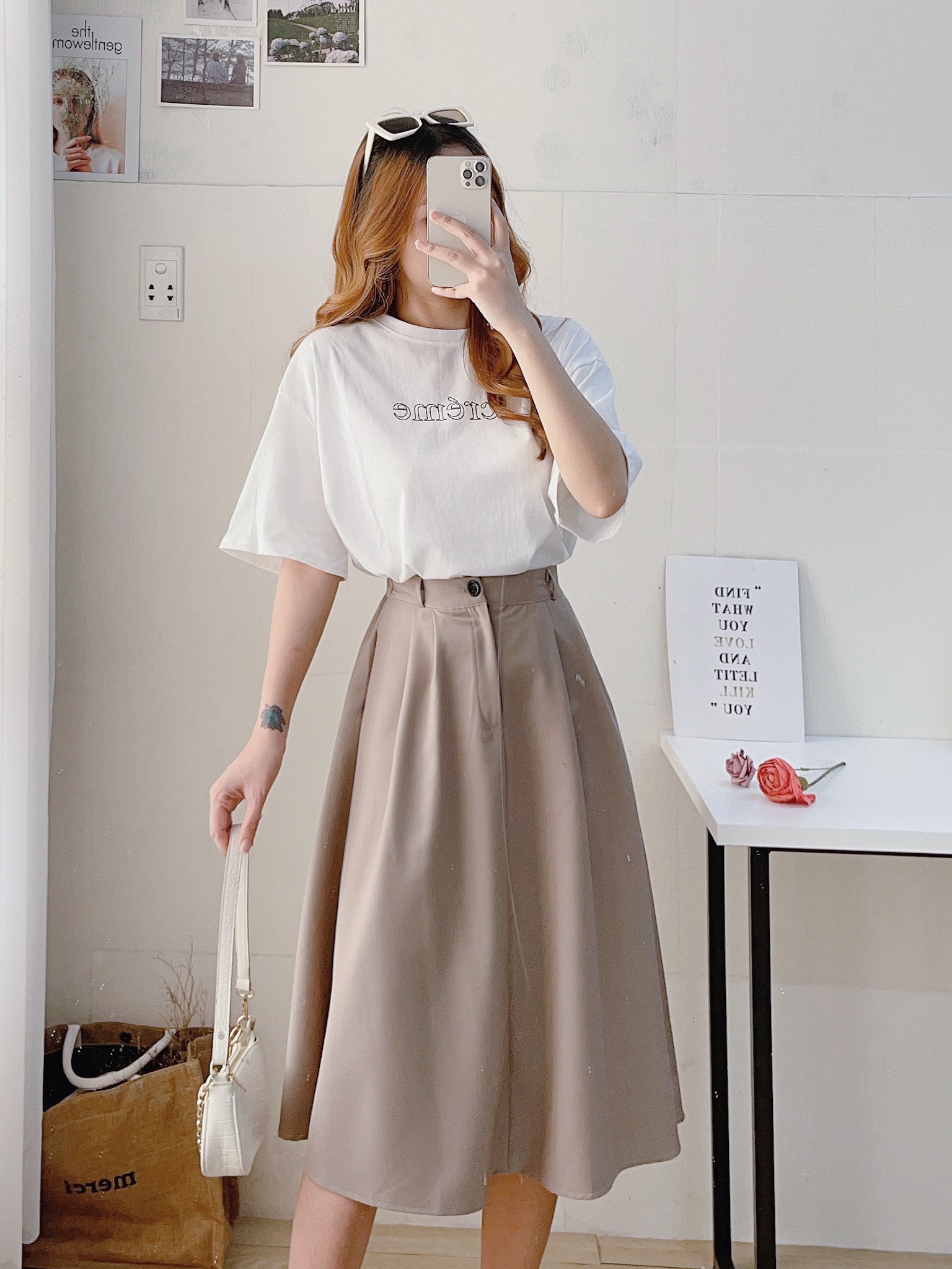 [ẢNH THẬT 100%] CHÂN VÁY CHỮ A PHỐI LƯNG THUN - CHÂN VÁY MIDI VINTAGE- CENZO SKIRT - MÈO INDA HOUSE