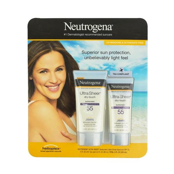 Set kem chống nắng kiềm dầu Neutrogena Ultra Sheer Dry touch SPF 55 của Mỹ 147ml và88ml