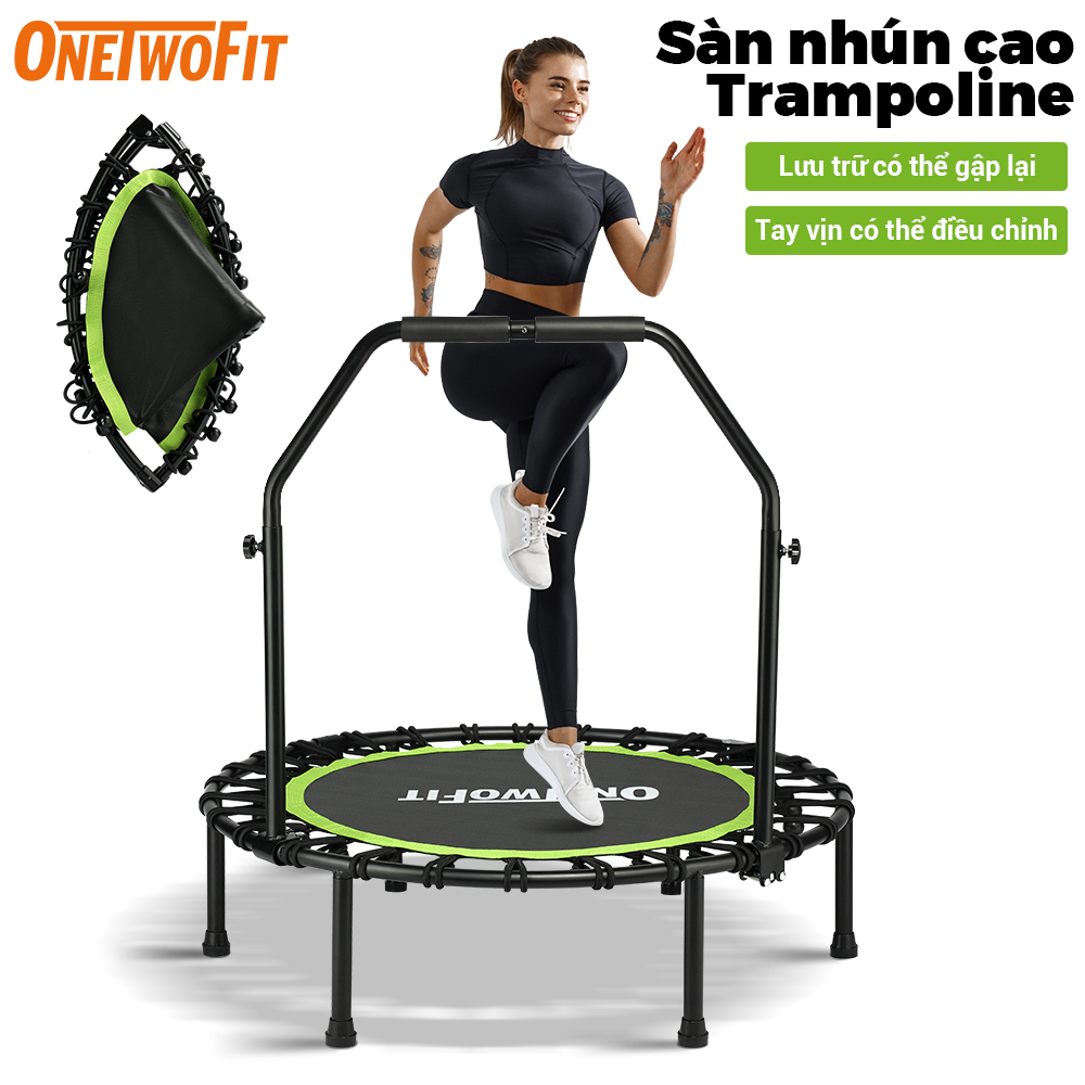 OneTwoFit Trampoline Tấm bạt lò xo 45inch Có thể gập lại Có tay cầm Thiết bị thể thao thể dục 114cm