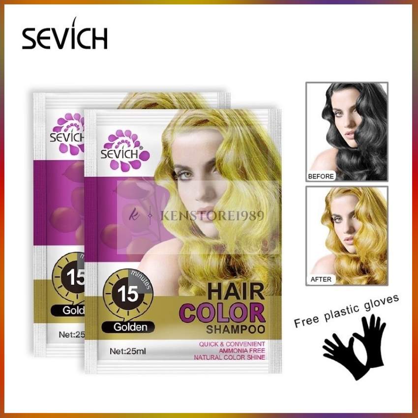 Dầu Gội Nhuộm Tóc Sevich 25ml/Gói Màu Vàng Nổi Bật