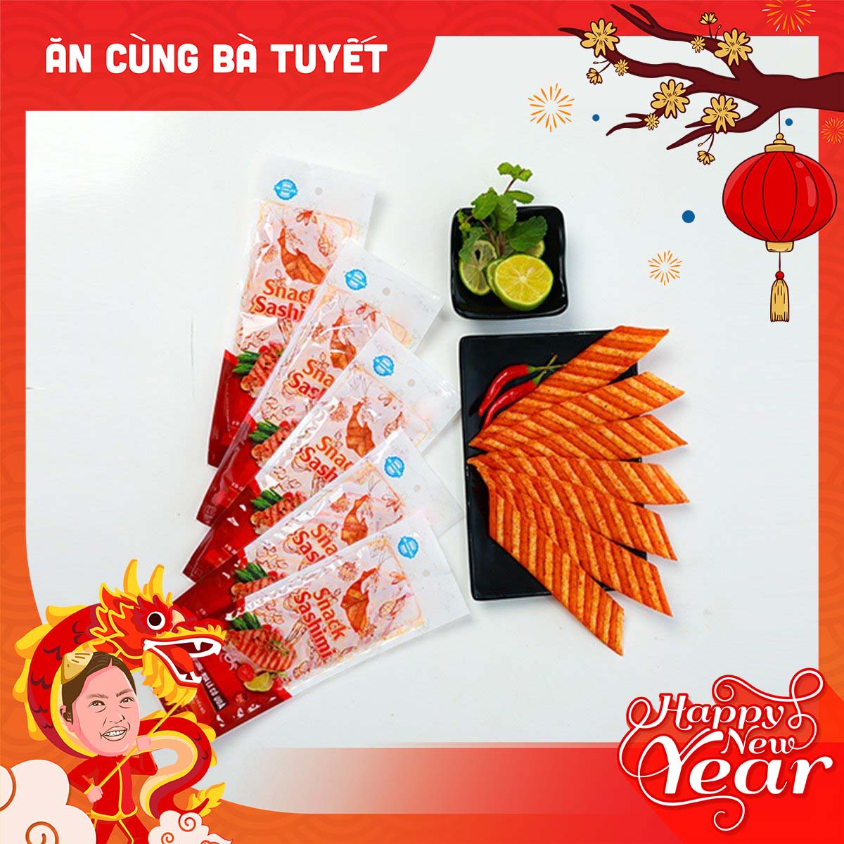 Mua 30 gói snack sashimi đồ ăn vặt snack làm từ bột mì tặng thêm 3 gói snack ngẫu nhiên- ăn cùng bà tuyết đồ ăn vặt vi