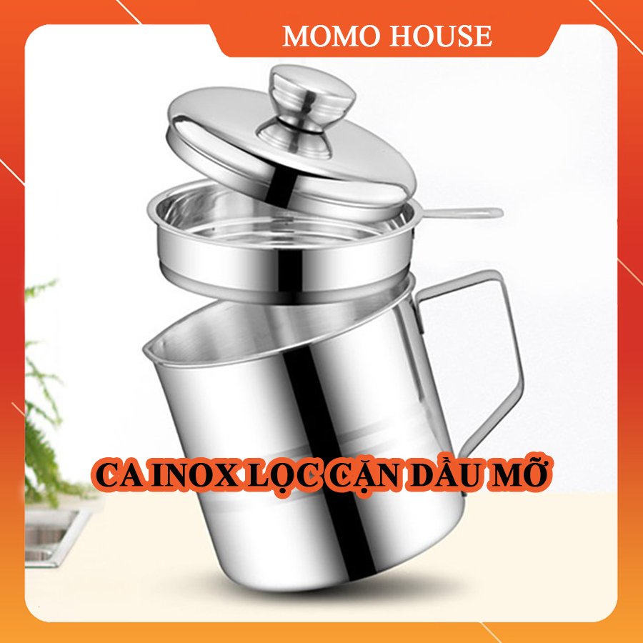Ca Lọc Cặn Dầu Ăn 1,2L INOX 304 Không Gỉ, Lọc Dầu Ăn Xả Bỏ Cặn, Thức Ăn Thừa, Ca Đựng Dầu Chiên