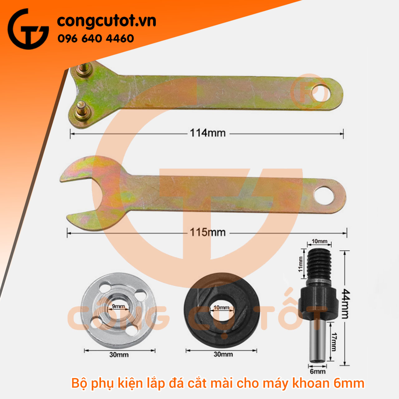 Trục kẹp đĩa cắt - đĩa mài 6mm, 10mm lắp cho máy khoan