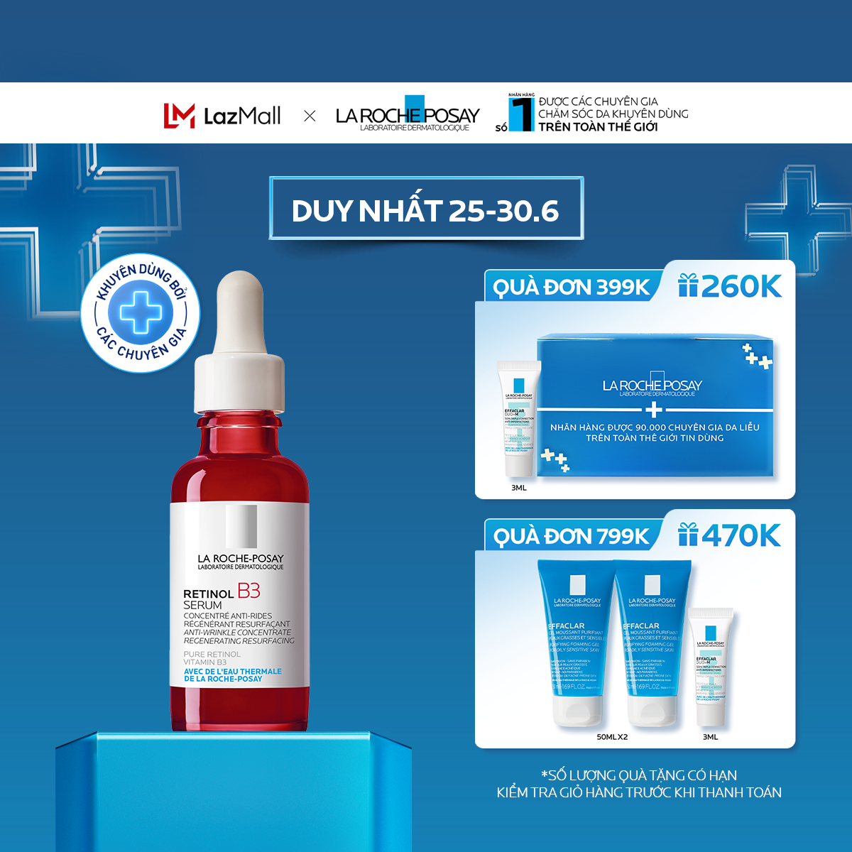 Dưỡng chất giúp giảm thâm nám, nếp nhăn và làm đều màu da La Roche-Posay Retinol B3 Serum 30ml