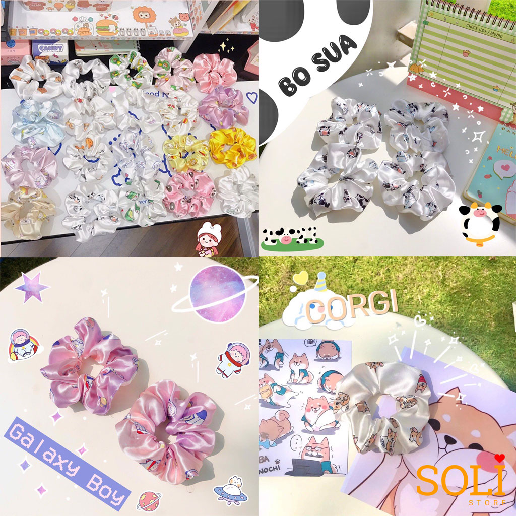 Buộc tóc Scrunchies Khủng long ú Bò Sữa siêu xinh CT115