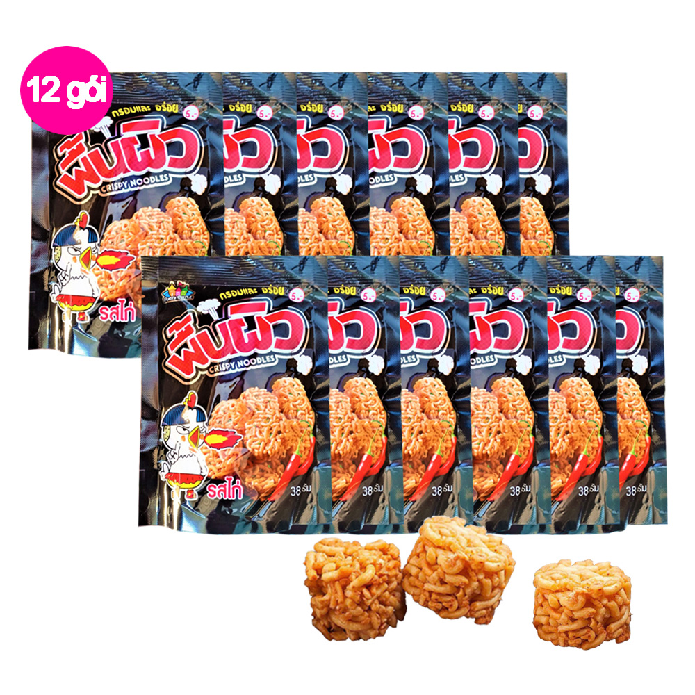 [ ĂN THẬT NGON, THẬT THÍCH ] Snack Ăn Vặt Mì Vị Gà - Thái Lan - Lốc 10 Gói Snack Mì Tôm Ăn Sống Vị Gà Cay Thái Lan 38gr (dạng viên) (Date: 24 tháng) - Giao ngẫu nhiên.