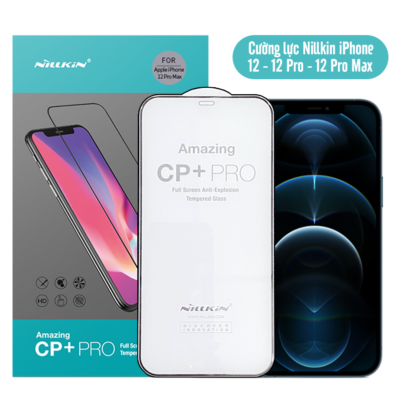 Kính cường lực cho iPhone 12 - iPhone 12 Pro - iPhone 12 Pro Max Nillkin CP+ PRO - Full viền đen - Hàng Nhập Khẩu