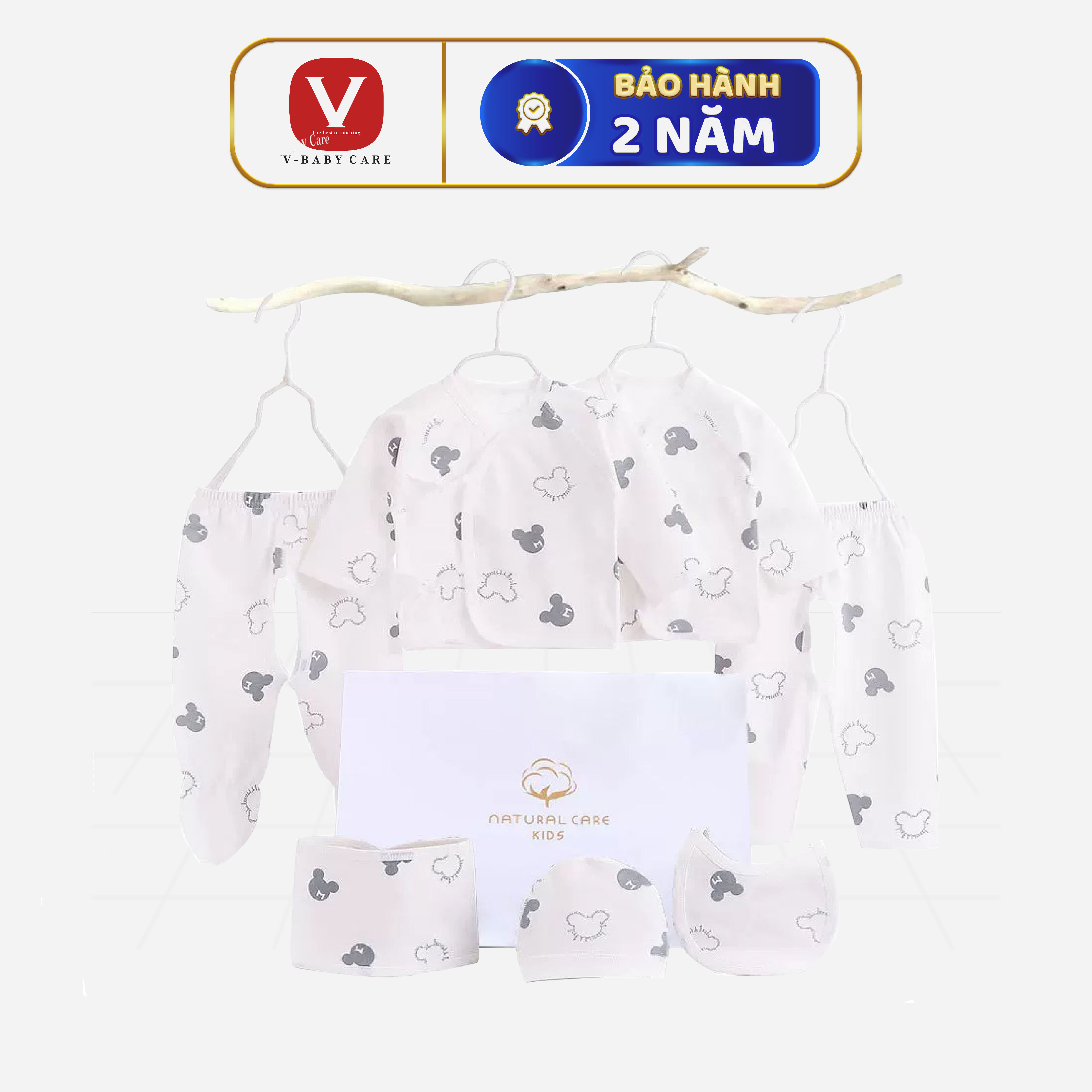 Set sơ sinh 7 món vbaby 100% cotton