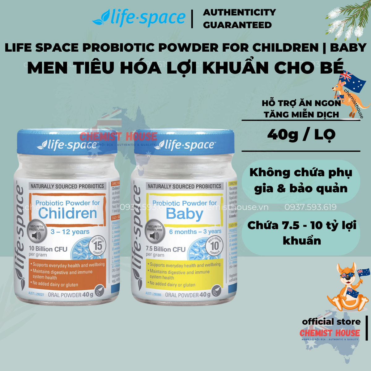 Men vi sinh lợi khuẩn cho bé hàng nội địa Úc tăng cường tiêu hóa miễn dịch biếng ăn 40gr