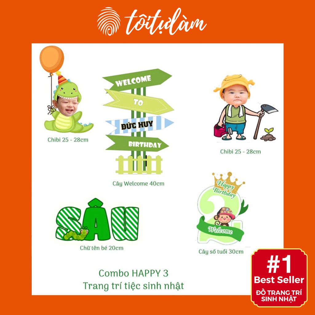 Combo trang trí sinh nhật happy 3 - trang trí tiệc sinh nhật - tôi tự làm
