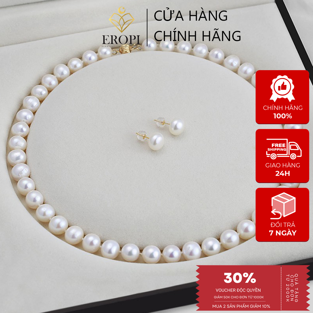 EROPI- Chuỗi vòng ngọc trai 9-10mm chốt vàng 14k Dara (tri ân khách hàng 5899)