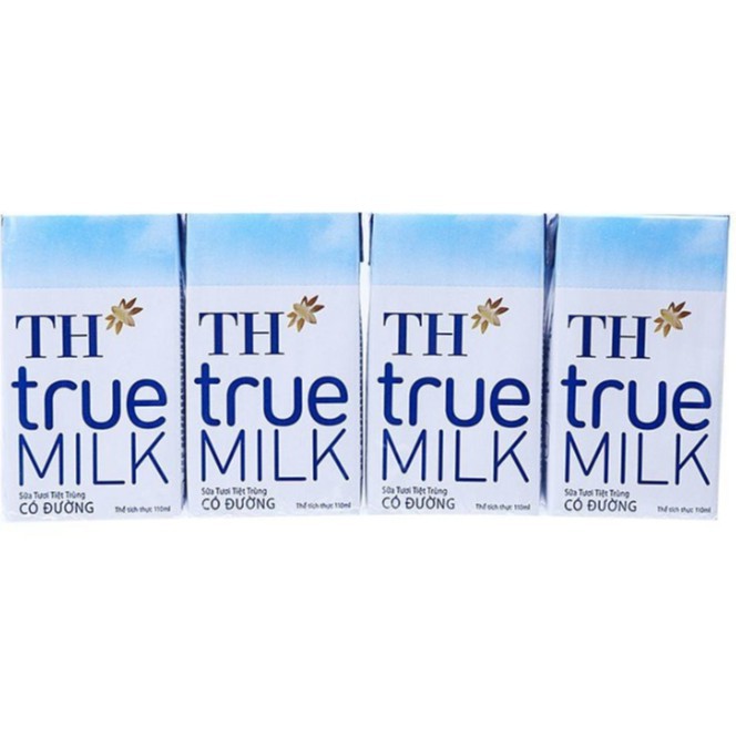 Lốc 4 Hộp 110ml Sữa Tươi TH True Milk Có Đường