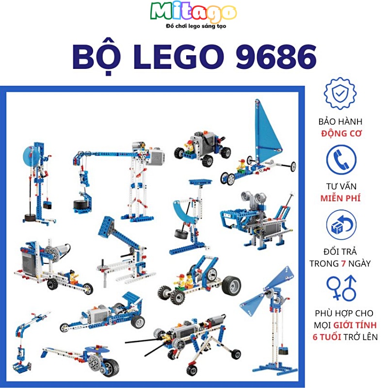 Đồ chơi lắp ráp trí tuệ 9686 Có sách In màu Chuẩn format Đan Mạch 396PCS dòng education technic bảo hành 1 đổi 1