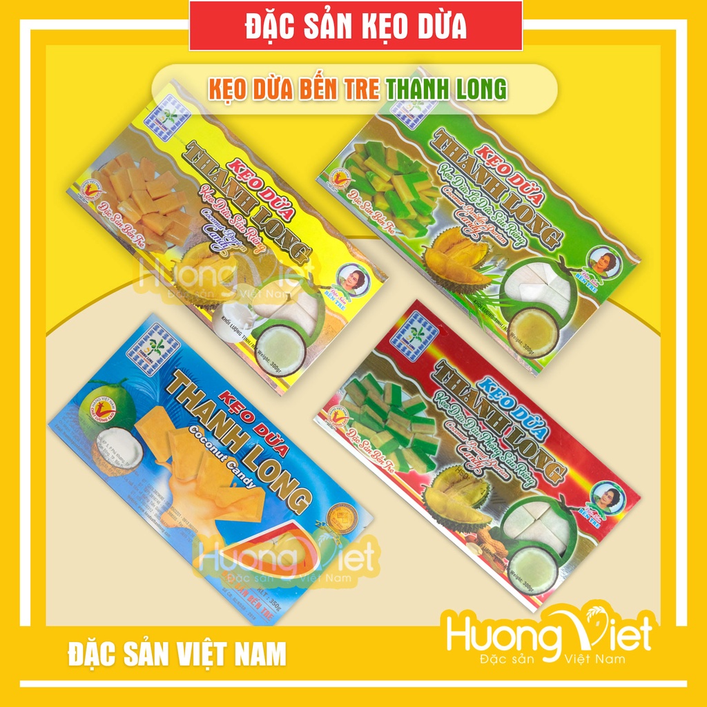 Kẹo dừa Bến Tre hiệu Thanh Long 300gr đặc sản Việt Nam đồ ăn vặt thế hệ 8x