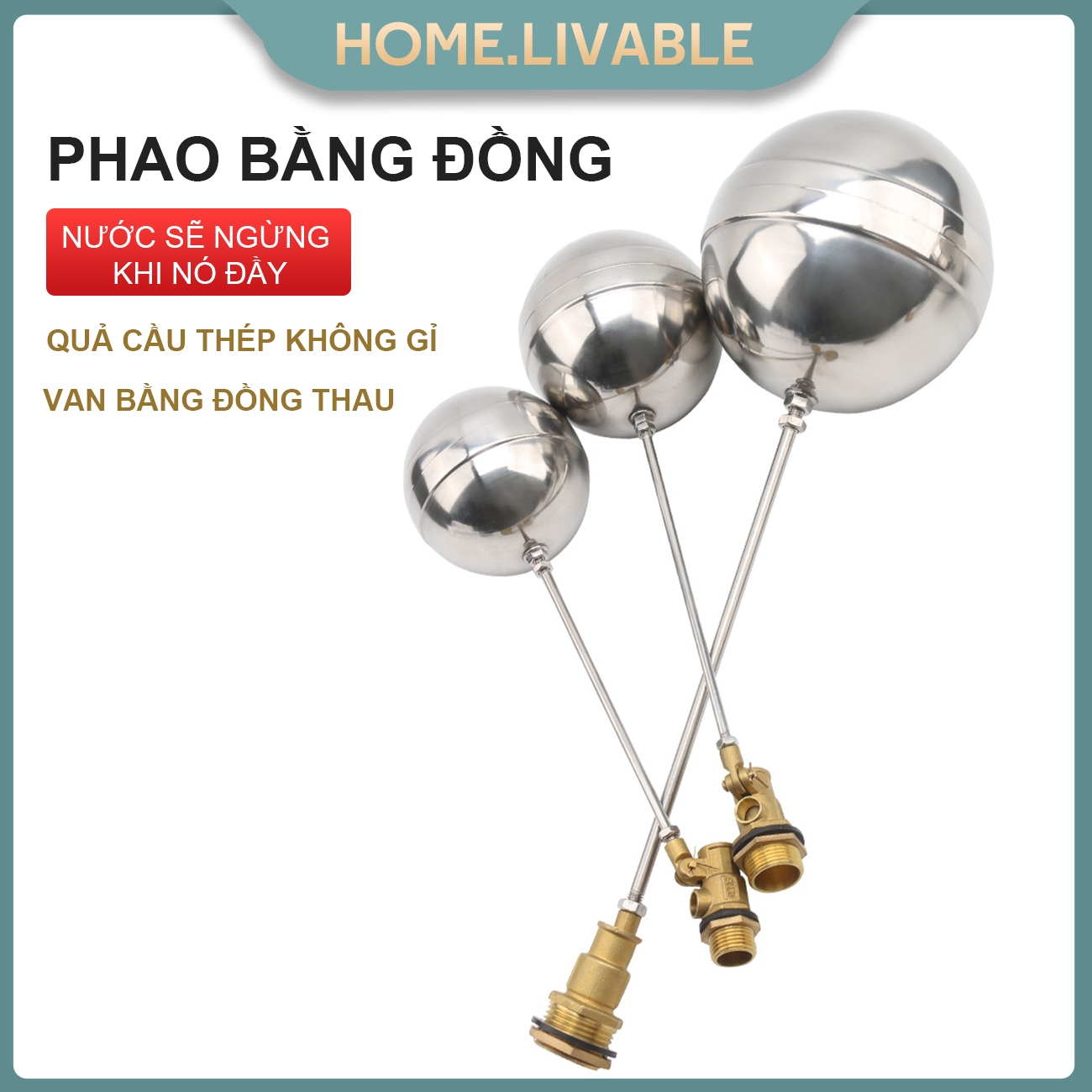 Van phao cơ inox phao cơ tự động ngắt nước van cơ đồng điều chỉnh được mực nước phi 21,27,34,42