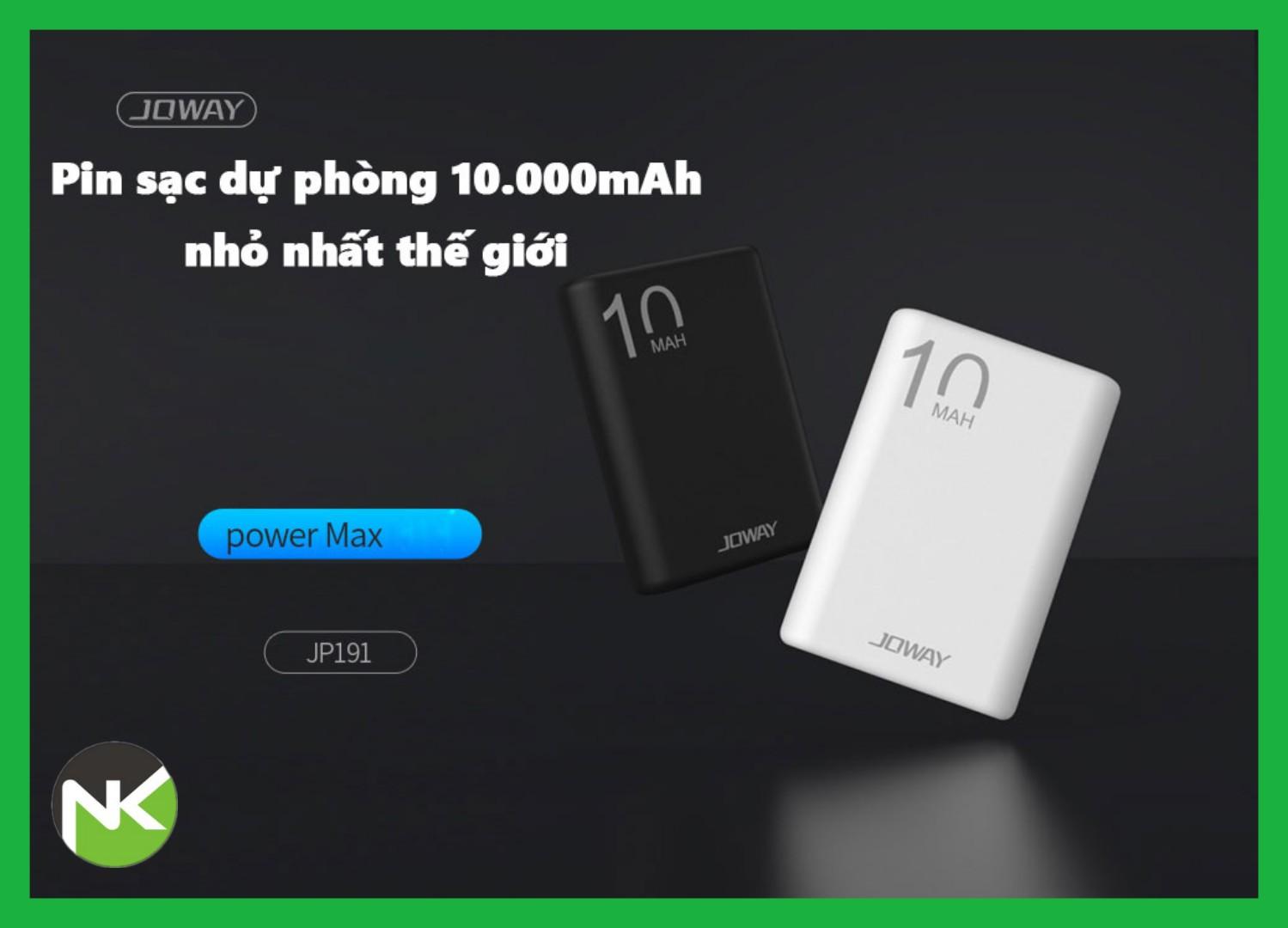 Pin sạc dự phòng 10.000mah nhỏ số 1 thế giới siêu nhẹ joway jp191