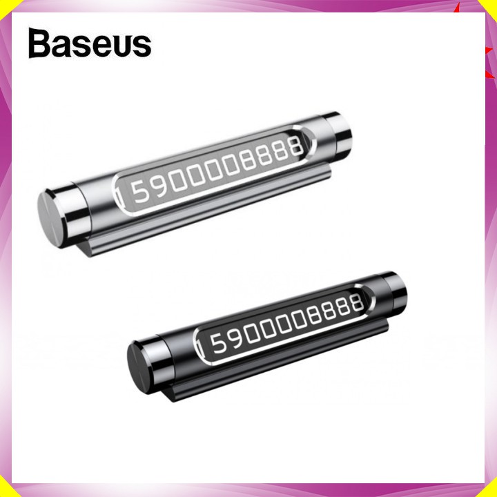 Bảng số điện thoại cao cấp vỏ kim loại trên ôtô, baseus acnum-c0s biển báo số điện thoại đặt taplo ôtô xe hơi, cài đặt 2 số điện thoại khác nhau