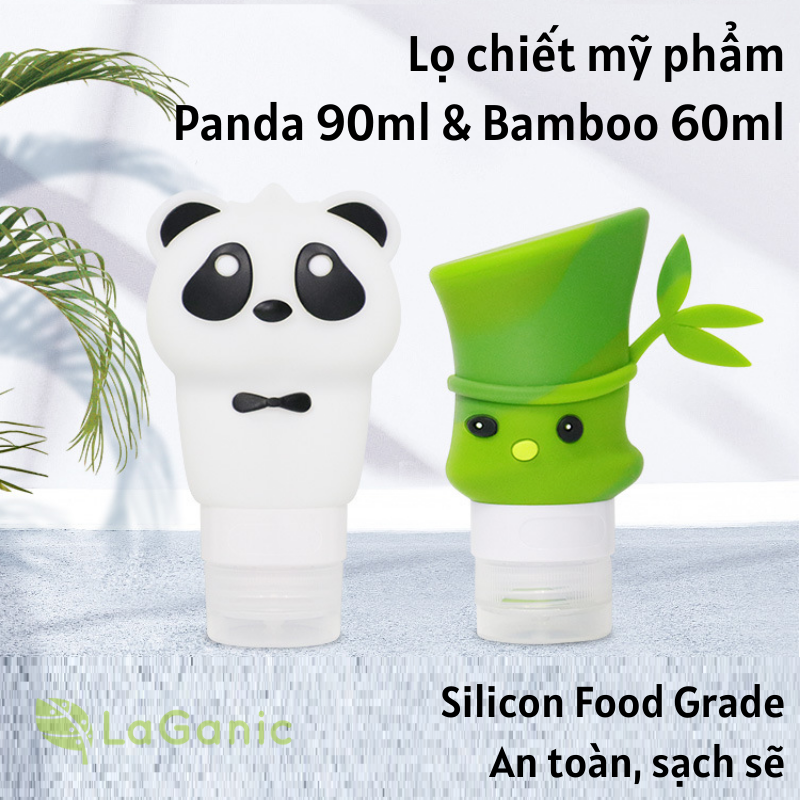 [Mua 3 Tặng 1 túi Mirage] Chai chiết mỹ phẩm, dầu gội, sữa tắm Silicon Panda 90ml, Bamboo 60ml