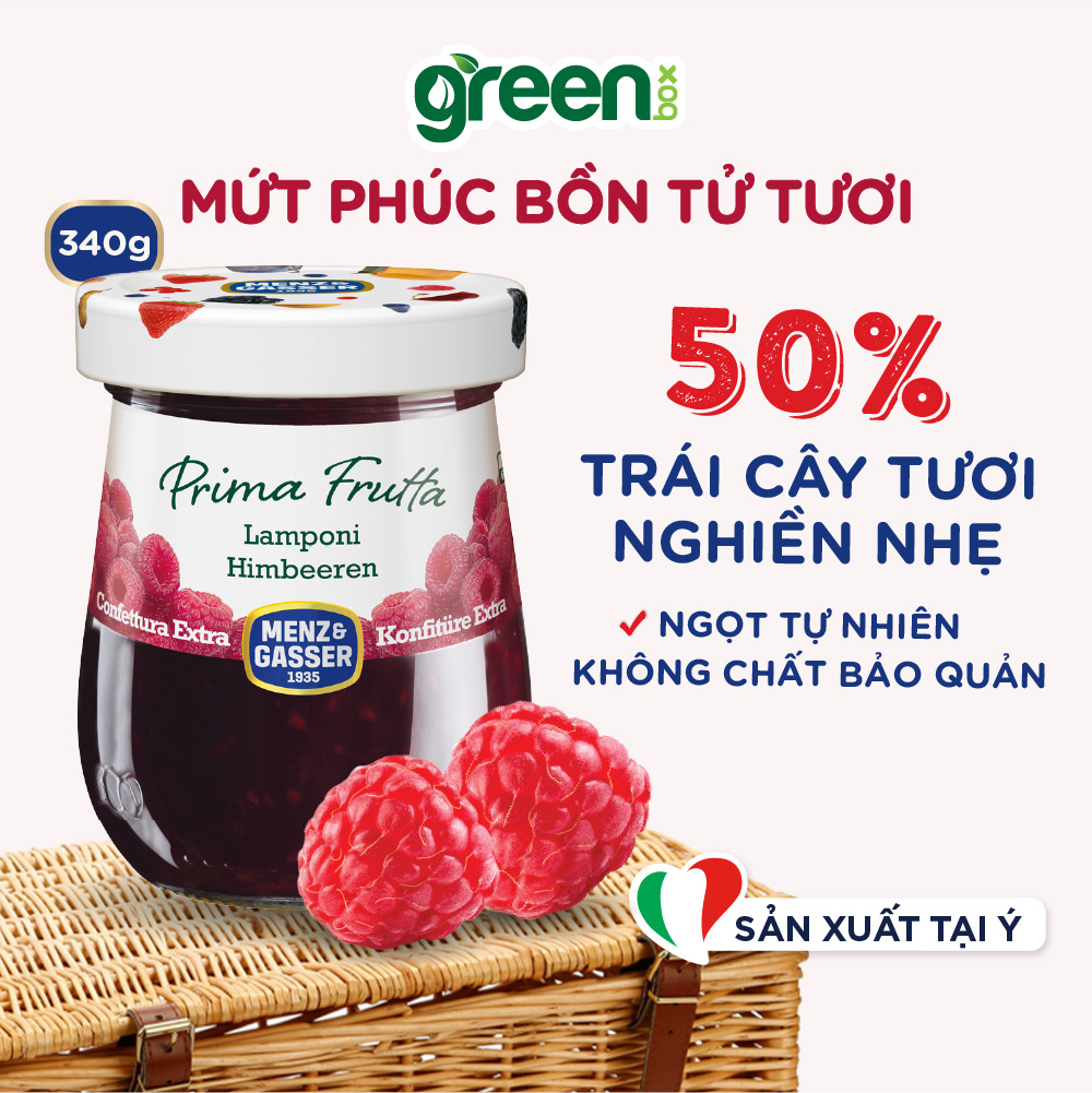 Hũ mứt phúc bồn tử Menz Gasser nhập khẩu Ý hũ 340g