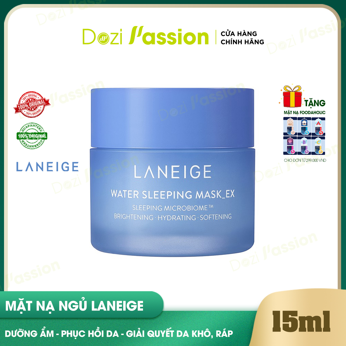 Mặt nạ ngủ laneige dưỡng ẩm, phục hồi da - laneige water sleeping mask mini 15ml