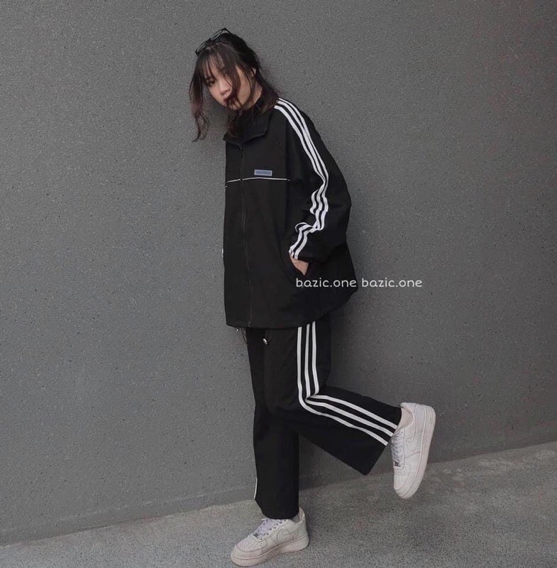 Văn đức Fashion -(mẫu mới) Bộ Nỉ Kẻ Sọc Viền Thể Thao Unisex , Set Đồ Dài Tay Dáng Rộng Nam Nữ .