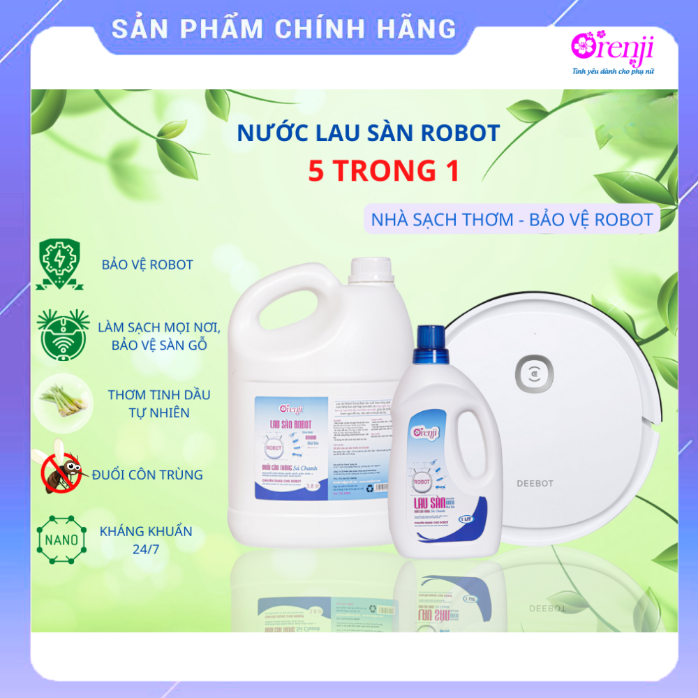 Nước lau sàn chuyên dụng dành cho robot hút bụi lau nhà Orenji thơm mát tinh dầu sả chanh, nano bạc tiêu diệt vi khuẩn, phù hợp với mọi loại robot, không gây tắc vòi phun - 2