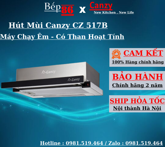 Máy hút mùi canzy cz 517b - hút mùi âm tủ - hút mùi than hoạt tính - bảo hành chính hãng 2 năm