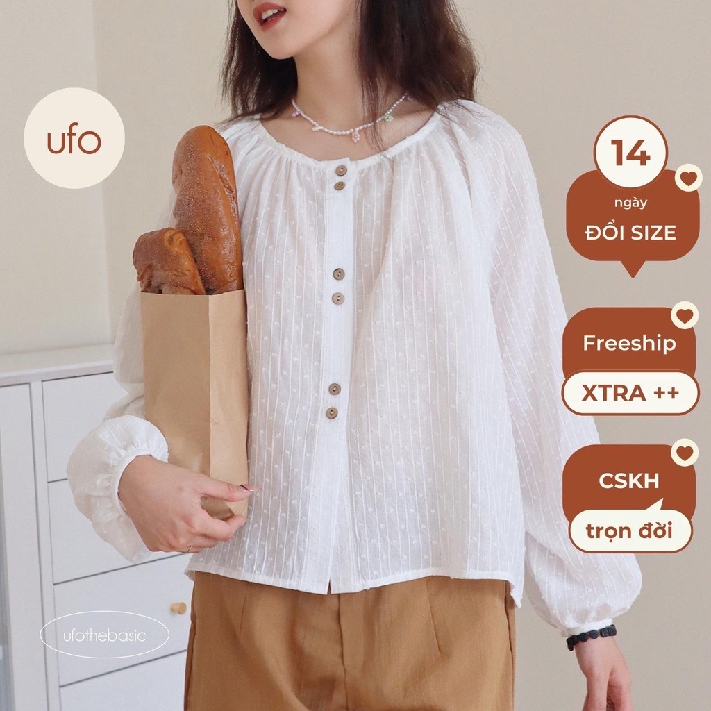 Áo dài tay cotton đũi mềm tay bồng bềnh - Cloud Blouse - ufo.thebasic