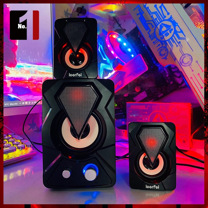 LOA VI TÍNH 2.1---YST-1307 LED 7 MÀU, Loa Vi Tính Laptop Gaming Âm Thanh Hay Bass Lớn Có Dây Kết nối Bluetooth led 7 màu đổi theo nhạc.