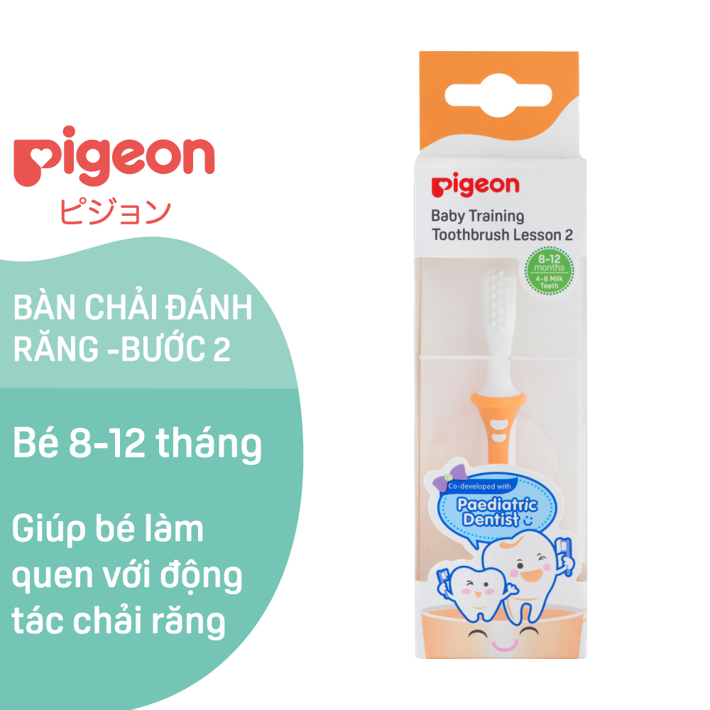 Bàn chải đánh răng cho bé pigeon bước 2 cam 2021