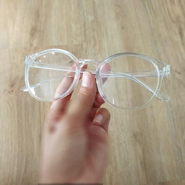 [HCM]Kính Giả Cận Gọng Nhựa Trong Suốt Form Tròn Tròng 5cmx5cm