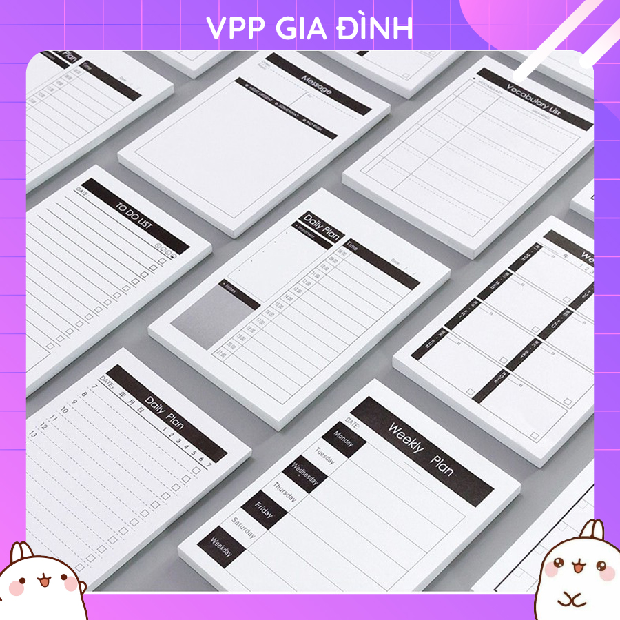 Tập Giấy Note Ghi Chú Kế Hoạch Ngày - Tập Giấy Ghi Nhớ Từ Vựng Mẫu Mới