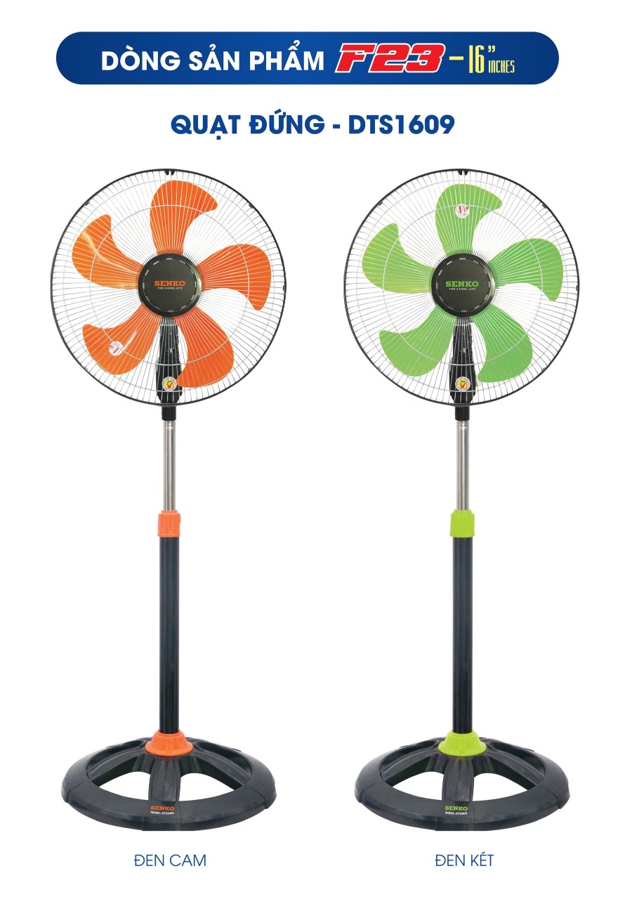 Quạt đứng thân sắt mạ crom senko dts1609 sải cánh 40cm 47w - hàng chính hãng
