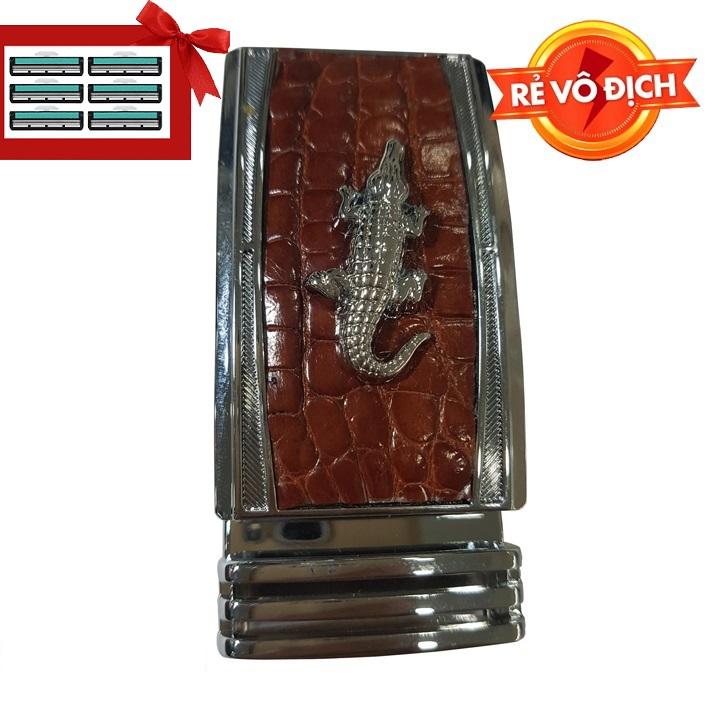 Đầu khóa tỳ dây nịt  da cá sấu Ruby Luxury tặng kèm 6 lưỡi dao cạo râu kép trị giá 60.000 đ
