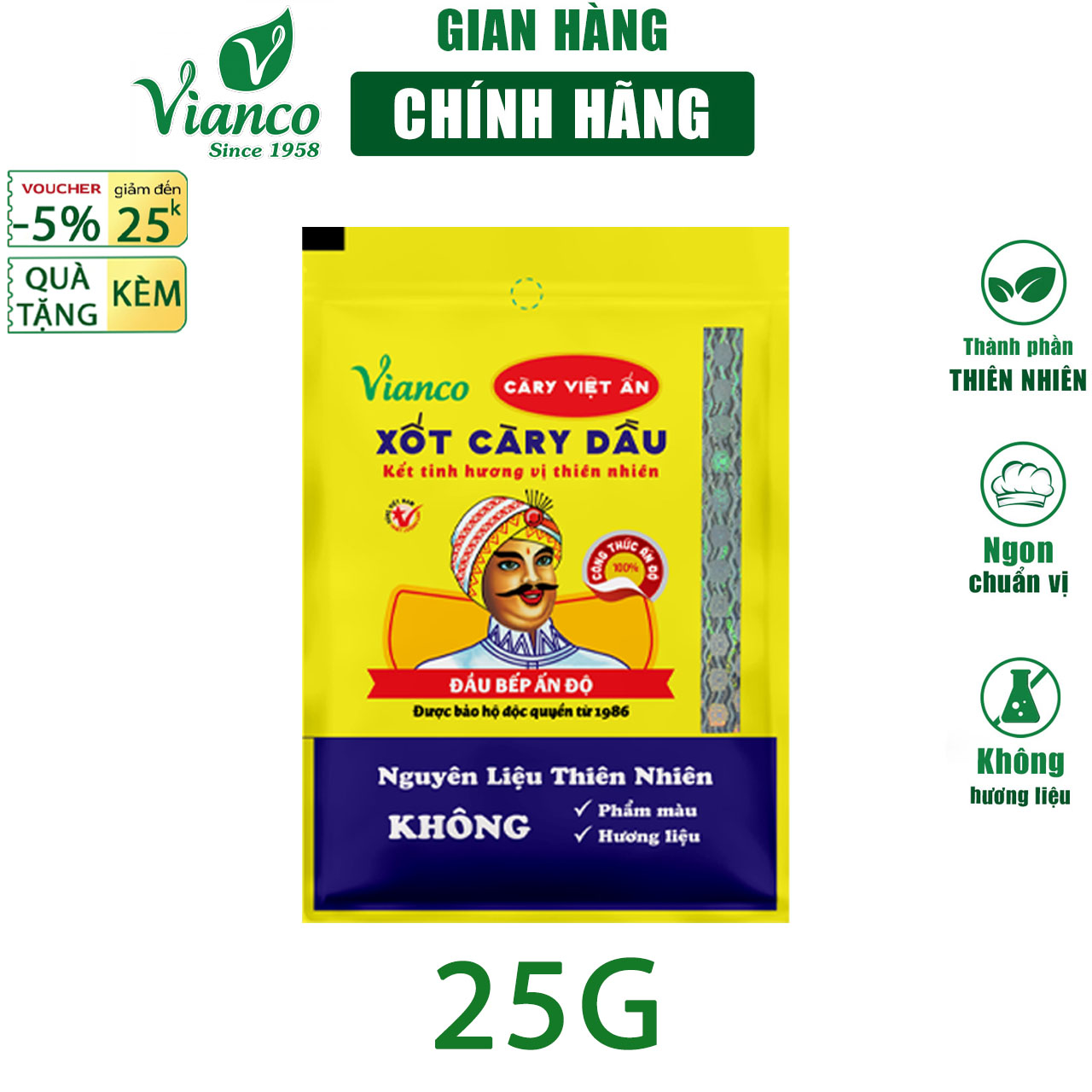 Combo 3 gói Sốt nấu Cà Ri Vianco gói 25g hiệu Ông Già Ấn Độ gia vị nêm sẵn chuẩn vị không cần nêm nếm - Gia vị  Việt Ấn