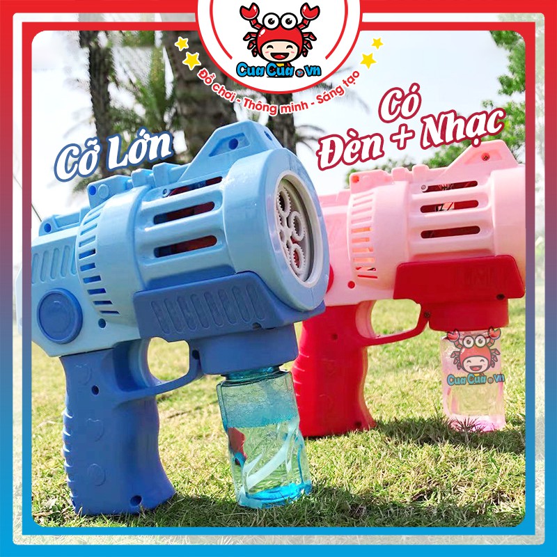 Súng Bắn Bong Bóng Xà Phòng 5 Nòng Có Đèn Có Nhạc, Máy Phun Thổi Bong Bóng Tự Động Dùng Pin - Đồ Chơi Trẻ Em CuaCua