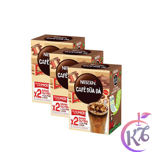 Combo 3 hộp Nescafe sữa đá hộp 10 gói x 24g (240g) công thức cải tiến mới X2 sánh quyện - cà phê sữa