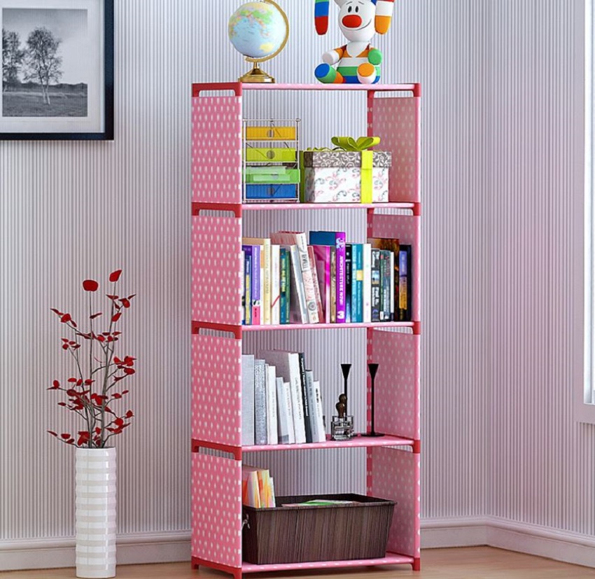 Kệ sách 4 tầng thẩm mỹ tiện lợi tiết kiệm không gian, kệ sách , kệ đựng sách 4 tầng, kệ sách vải 4 tầng đủ màu khung sắt chắc chắn, tiết kiệm diện tích không gian