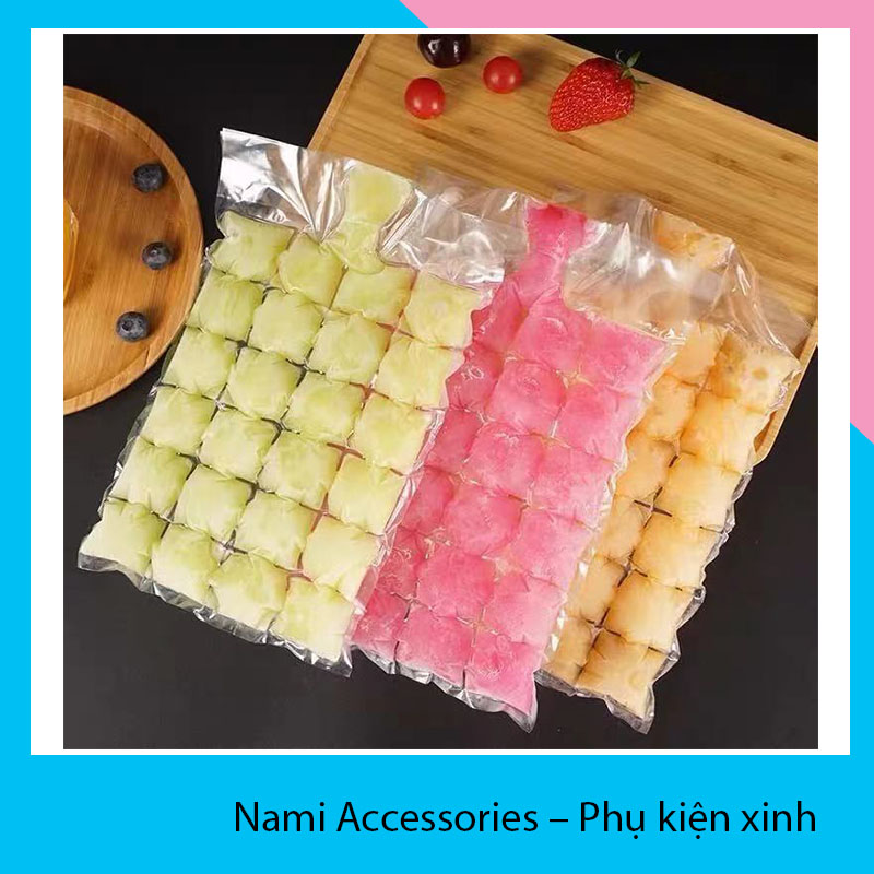 Set 10 túi làm đá 24 ô dùng 1 lần, túi làm đá viên
