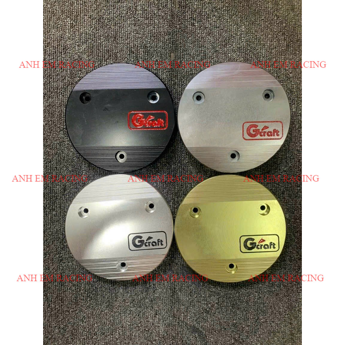 Nắp nồi gcraft nhôm cnc kèm 3 ốc salaya và long đền đỏ gắn xe máy wave dream wave nhỏ...